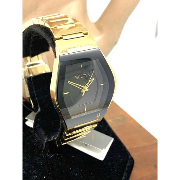 Bulova Women's Watch 97L164 Quartz Black Dial Gold Tone Stainless Steel 30mm - Picture 12 of 13